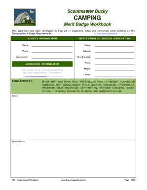 Camping Merit Badge Workbook