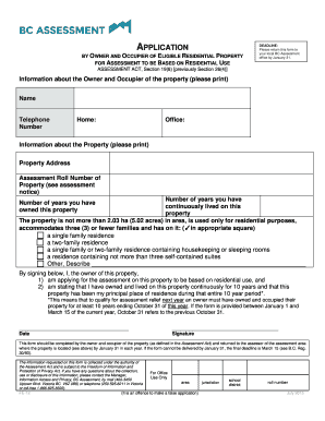 BC Assessment Relief Application Form