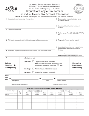 Alabama Form 4506-A Request for Tax Copy