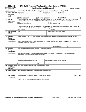 IRS Form W-12 PTIN Application