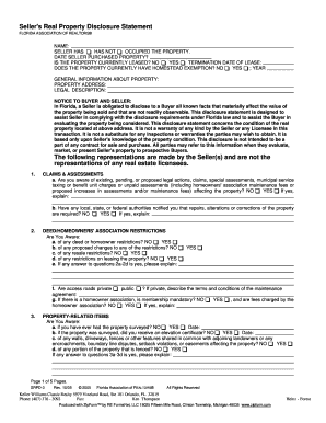 Florida Seller's Real Property Disclosure Statement