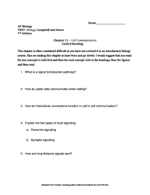 AP Biology Chapter 11 Guided Reading
