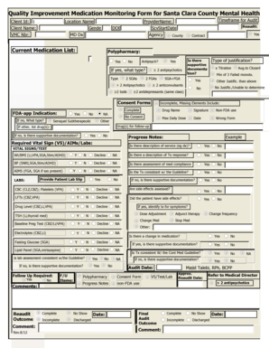 Quality Improvement Medication Monitoring Form