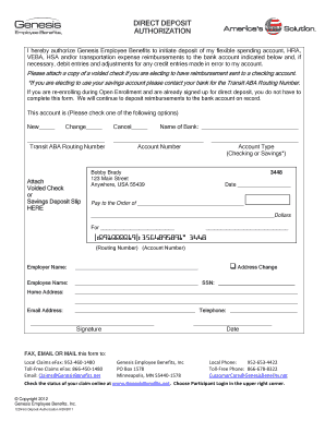 Direct Deposit Authorization Form