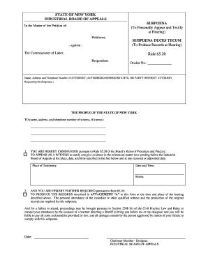 New York Subpoena Form