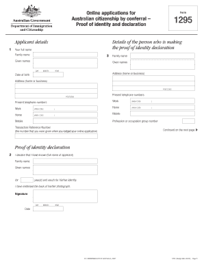 Australian Citizenship by Conferral Form 1295