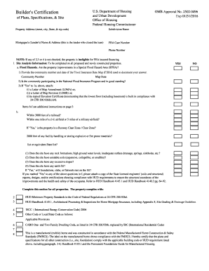 Builder's Certification Form HUD-92541
