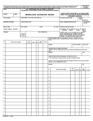 USDA Brucellosis Vaccination Record Form