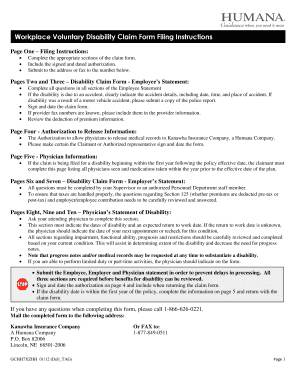 Workplace Voluntary Disability Claim Form