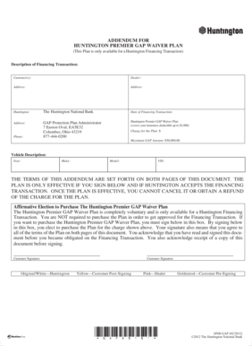 Huntington Premier GAP Waiver Plan Addendum