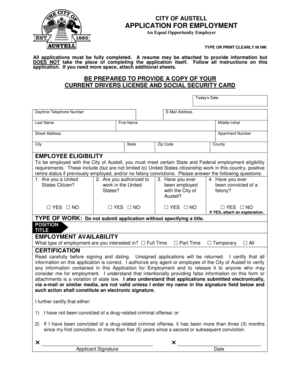 City of Austell Application for Employment