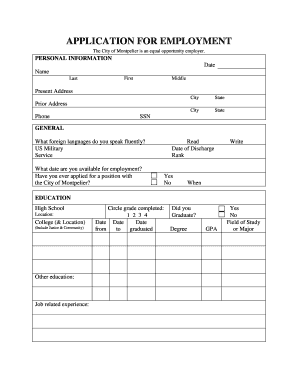 Fillable Online Blank application for employment Fax Email Print ...