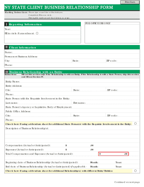 NY State Client Business Relationship Form