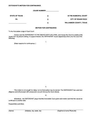 Defendant's Motion for Continuance