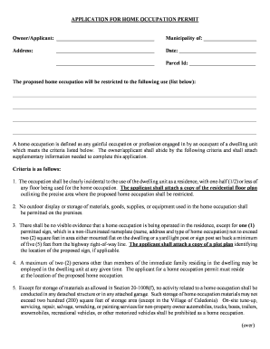 Home Occupation Permit Application