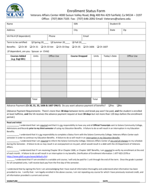 Veterans Affairs Enrollment Status Form