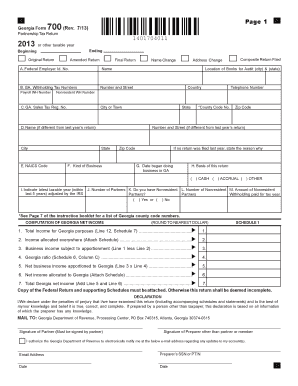 Georgia Form 700 Partnership Tax Return