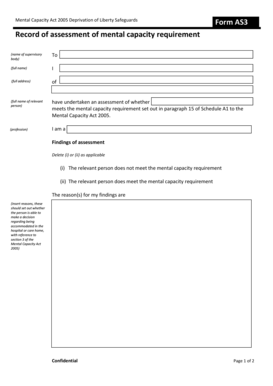 Mental Capacity Act 2005 Deprivation of Liberty Safeguards Form AS3