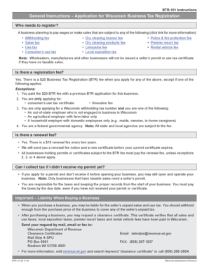 Wisconsin Business Tax Registration Application