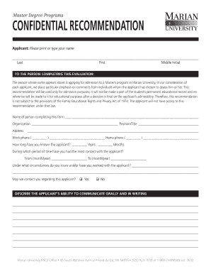 Master Degree Program Recommendation Form