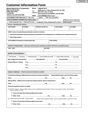 Missouri Customer Information Form