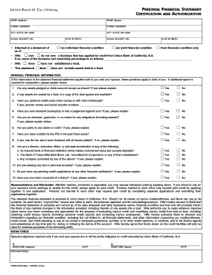 Personal Financial Statement Certification