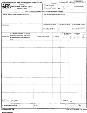 EPA Form 8570-4 Pesticide Product Registration