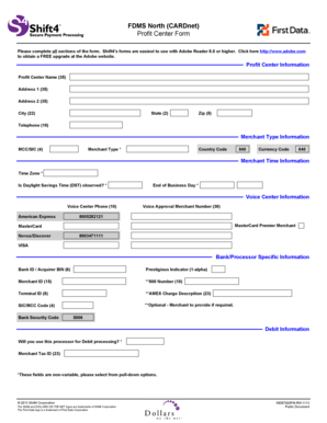 Shift4 Profit Center Form