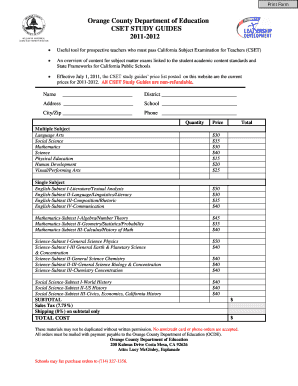 CSET Study Guides Order Form