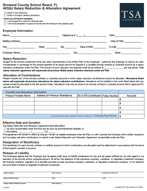 403(b) Salary Reduction & Allocation Agreement
