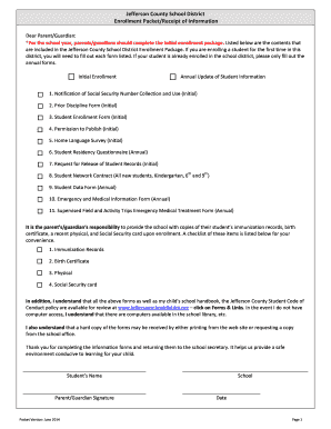 Jefferson County School District Enrollment Packet