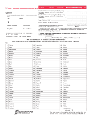 Indiana Annual Withholding Tax Form WH-3