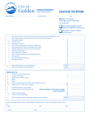 City of Golden Sales/Use Tax Return