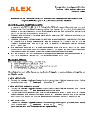 TSA Employee Parking Assistance Program Enrollment Form