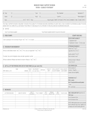 Missouri Eligibility Statement Form