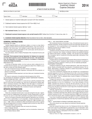 Alabama Investment Interest Expense Form 4952A