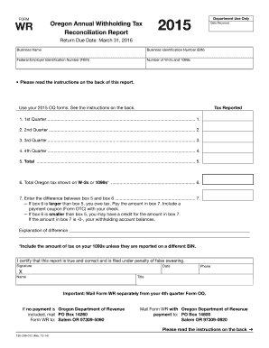 Oregon Annual Withholding Tax Reconciliation Report