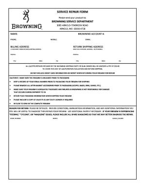 Browning Firearm Repair Form
