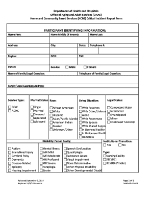 HCBS Critical Incident Report Form