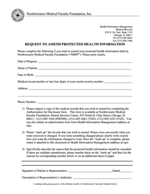 Request to Amend Protected Health Information