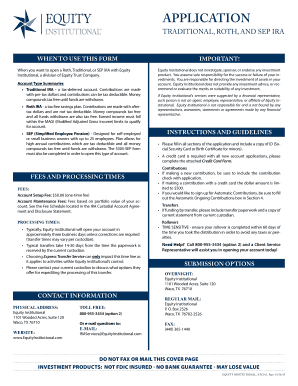 Traditional, Roth, or SEP IRA Application