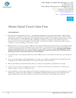 Marine/Inland Transit Claim Form