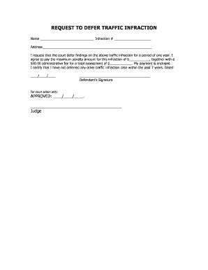Request to Defer Traffic Infraction