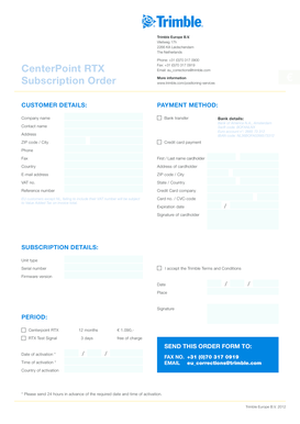 Trimble Subscription Order Form