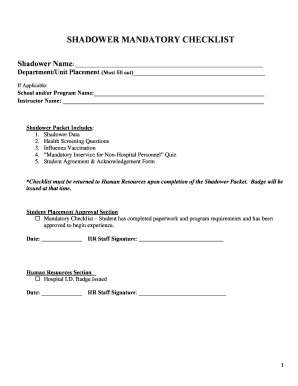 Shadower Mandatory Checklist