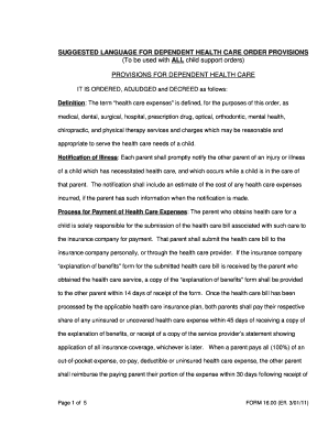 Ohio Dependent Health Care Order