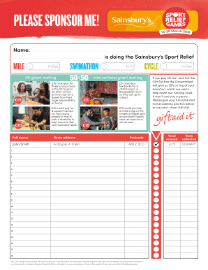 Sport Relief Sponsorship Form