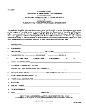 Virgin Islands Tax Filing and Payment Status Report