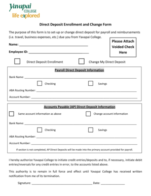 Direct Deposit Enrollment and Change Form