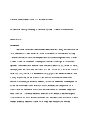 IRS Notice 2011-82 on Portability Election